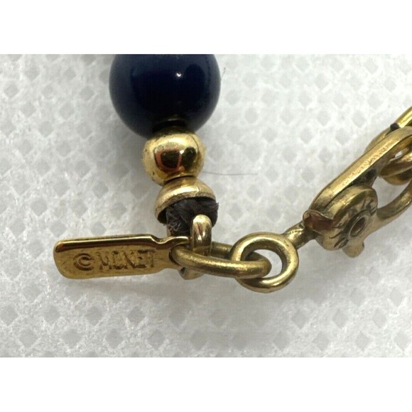 Vintage Monet Signed Graduated‎ Round Blue Beaded 30" Necklace Retro Plastic - Picture 5 of 7